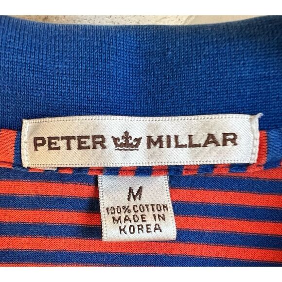 Peter Millar Men's Red & Blue Striped Polo Short Sleeve Golf Shirt Size Medium - Picture 3 of 6